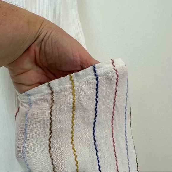 Vasna White Linen Maxi Dress Patch Pockets Sleeveless Women’s XL Made in Italy - Picture 7 of 9